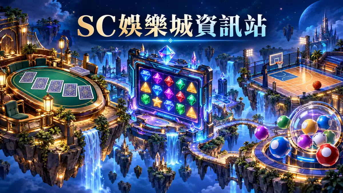 SC娛樂城資訊站遊戲分類插圖：牌桌、電子遊戲、運動與彩球