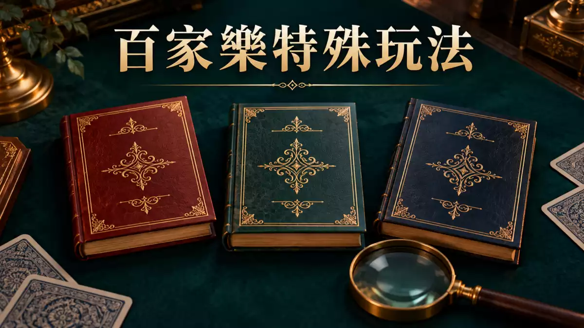 百家樂特殊玩法介紹:規則書與放大鏡示意
