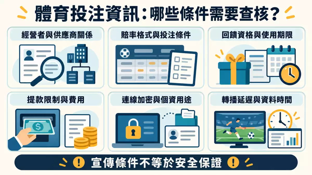 體育投注平台宣稱查核：經營者、賠率、回饋、提款、個資及轉播時間