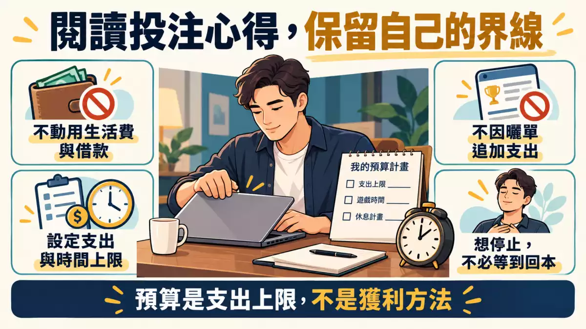 閱讀投注心得時保留生活費、限制支出時間,避免因曬單追損